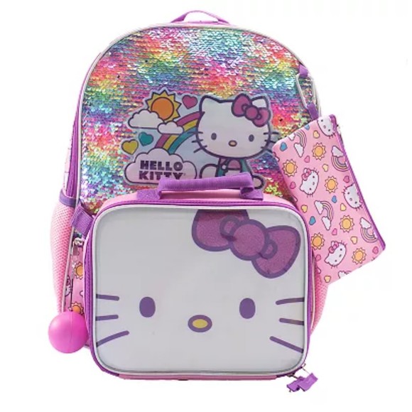 Hello Kitty Other - Hello Kitty 5 Piece Backpack & Lunch Box Set School Travel Book Bag